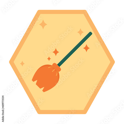 vector icons of a broom with yellow background