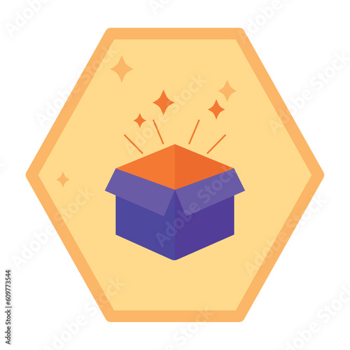 vector icons of a box with yellow background