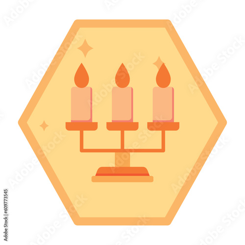 vector icons of candles with yellow background