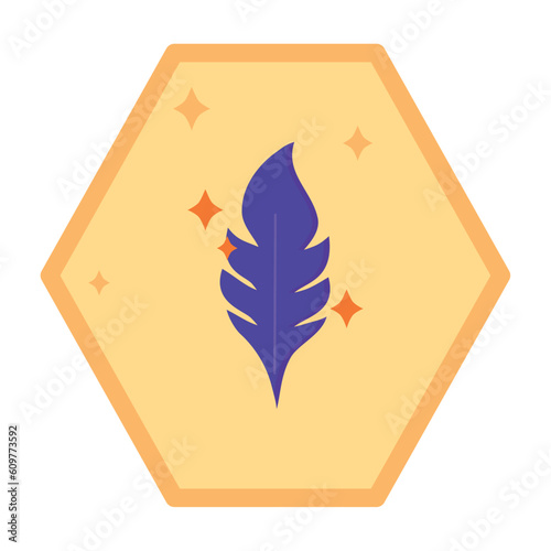 vector icons of a magic feather with yellow background
