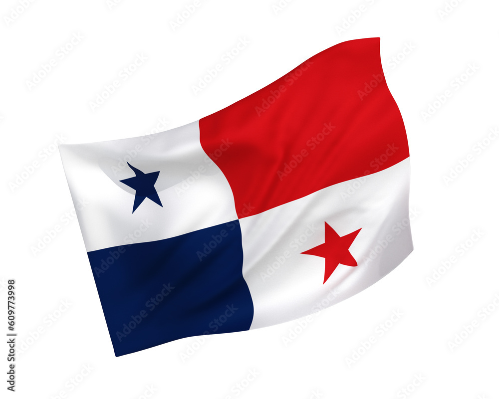 Simple 3D Republic of Panama national flag in the form of a wind-blown shape Simple 3D Republic of Panama national flag in the form of a wind-blown shape