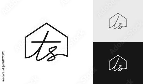 Initials TS signature with house logo design