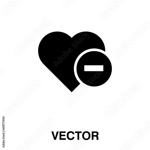 Heart sign web icon with minus symbol vector illustration on white background..eps
