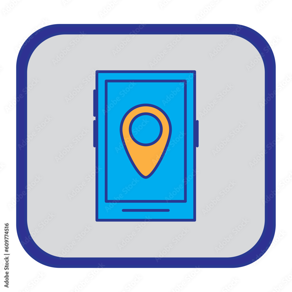 vector icon of cell phone with location icon with gray background vector icon of cell phone with location icon with gray background