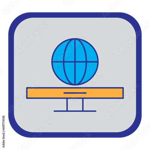 vector icon of the world on a table with gray background
