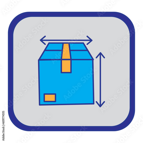 shipping service cardboard boxes vector icon with blue background and purple border