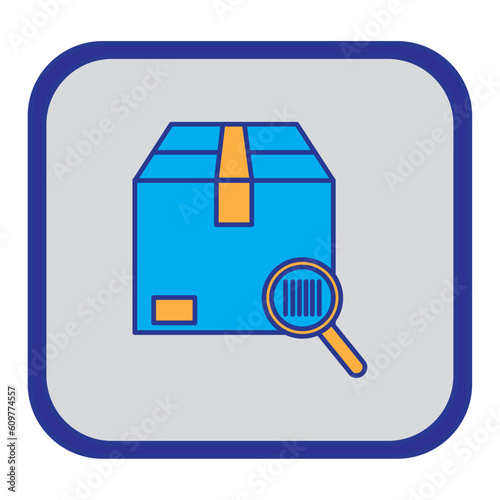 shipping service cardboard boxes vector icon with blue background and purple border