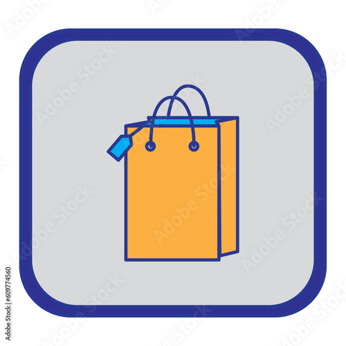 vector icon of a supermarket paper bag with gray background