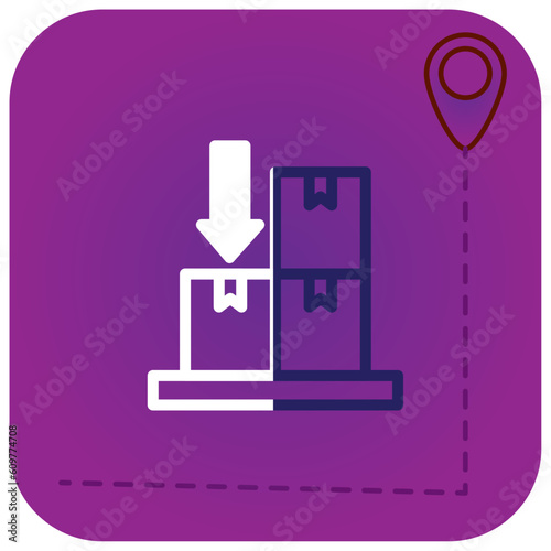 vector icon of box for delivering goods with purple background