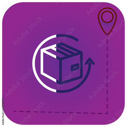 vector icon of a box with purple background