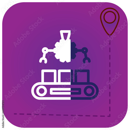 vector icon of a packaging robot with purple background