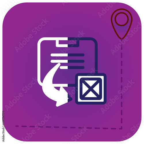 shipping table vector icon with purple background