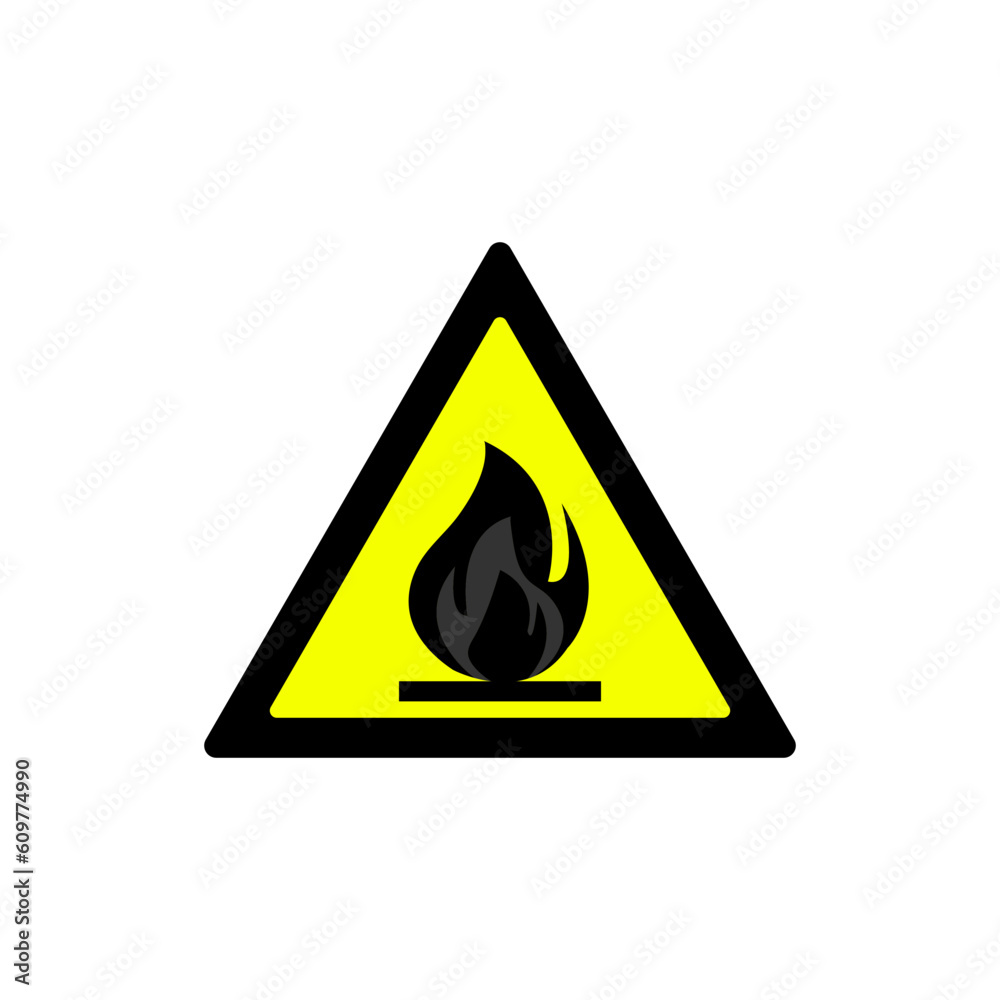 triangle yellow flammable material warning symbol