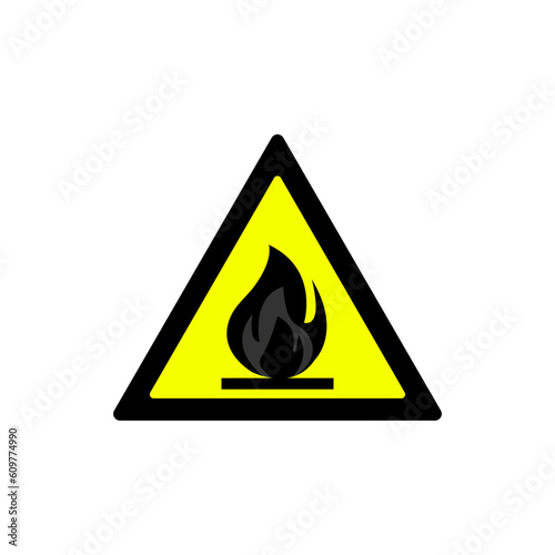 triangle yellow flammable material warning symbol