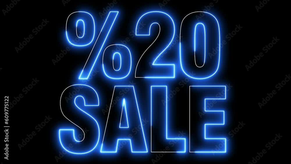 3840x2160. %20 Sale Text electric lighting text with blue neon animation on black background. 20%off. Black friday concept. 3840x2160. %20 Sale Text electric lighting text with blue neon animation on black background. 20%off. Black friday concept.