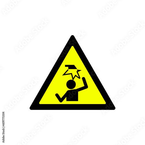 triangle yellow danger head hit warning symbol