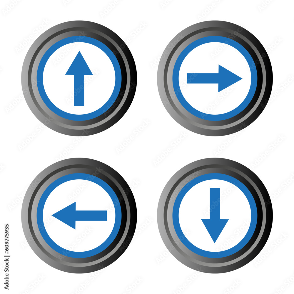 Arrow sign icon set. Simple circle shape internet button. Vector illustration. Stock image. Arrow sign icon set. Simple circle shape internet button. Vector illustration. Stock image.