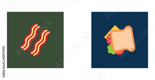 set of fast food icons with different color background