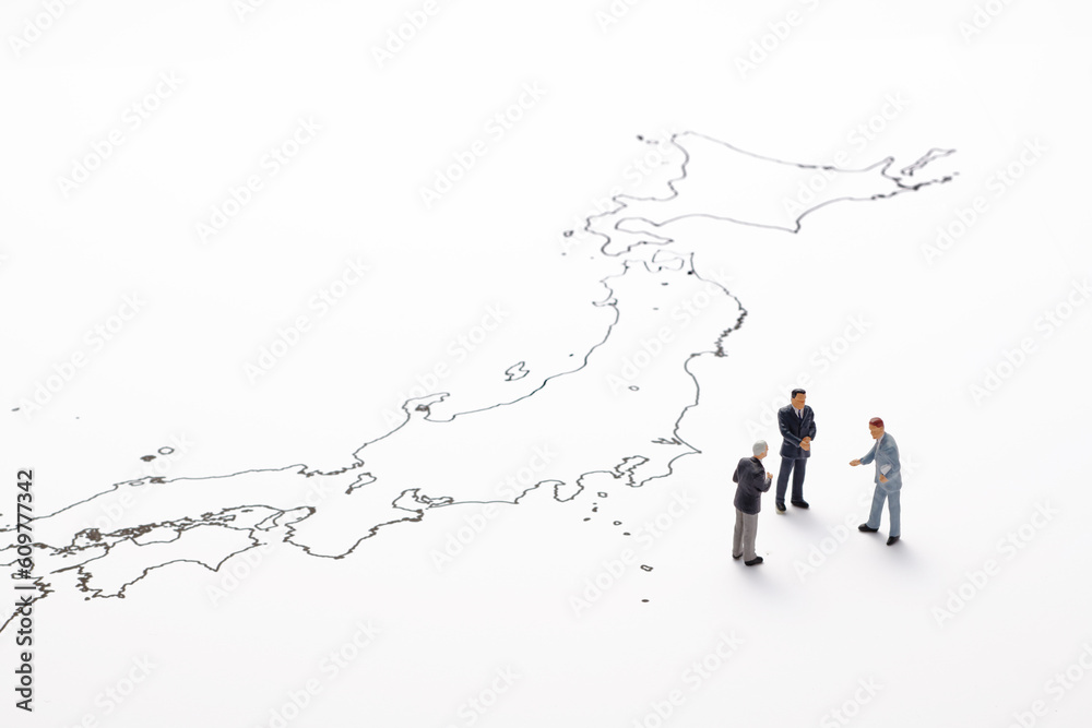 日本地図とビジネスマン 日本地図とビジネスマン