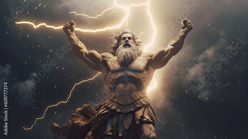Illustration about Zeus. AI generated image.