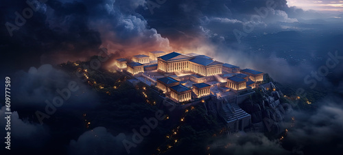 Fotografie, Obraz Illustration about Olympus, abode of the gods - AI generated image