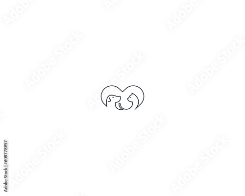 Dog and cat logo design template vector, line of pet logo design suitable for pet shop, store, cafe, business, hotel, veterinary clinic, Domestic animal vector illustration logotype, sign and symbol