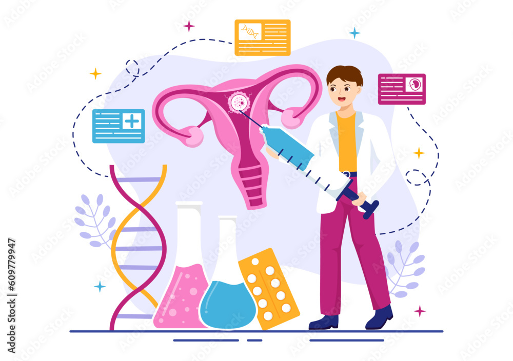 IVF or In Vitro Fertilization Vector Illustration for Artificial Insemination About Pregnancy and Doctors Research Fertilized Egg Cartoon Template IVF or In Vitro Fertilization Vector Illustration for Artificial Insemination About Pregnancy and Doctors Research Fertilized Egg Cartoon Template