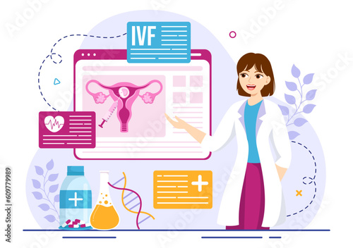 IVF or In Vitro Fertilization Vector Illustration for Artificial Insemination About Pregnancy and Doctors Research Fertilized Egg Cartoon Template