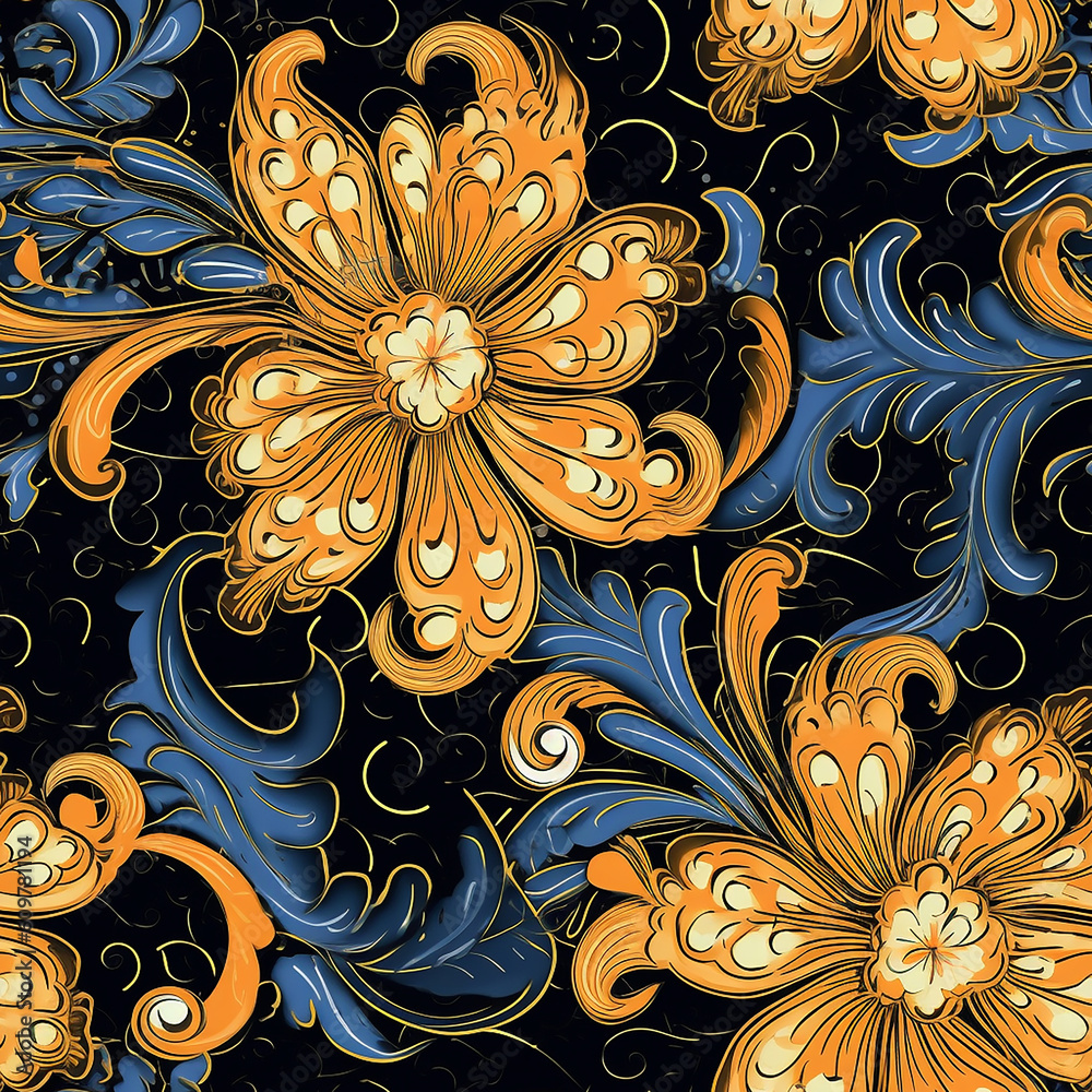 Generative AI image of a batik inspired tile design. Endless patterns, versatile decor. Functional and beautiful, they bring life to any space. Generative AI image of a batik inspired tile design. Endless patterns, versatile decor. Functional and beautiful, they bring life to any space.