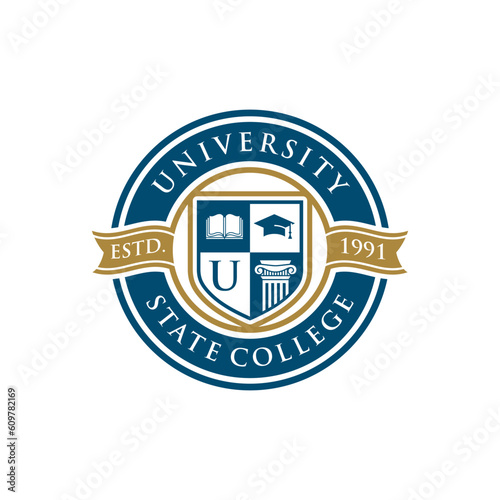 Education badge logo design. University high school emblem. Vector Logo Template