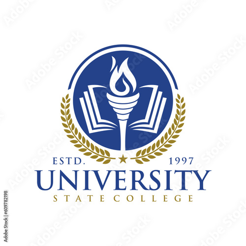 Education badge logo design. University high school emblem. Vector Logo Template