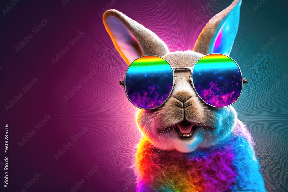 Happy cool rabbit funny , Generative Ai	