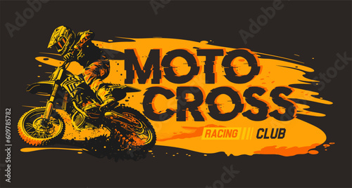 Motocross extreme sport rider with abstract background. Vector illustration banner