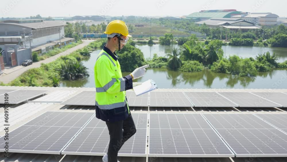 Professional engineer work to maintenance of photovoltaic panel system. Professional engineer work to maintenance of photovoltaic panel system.