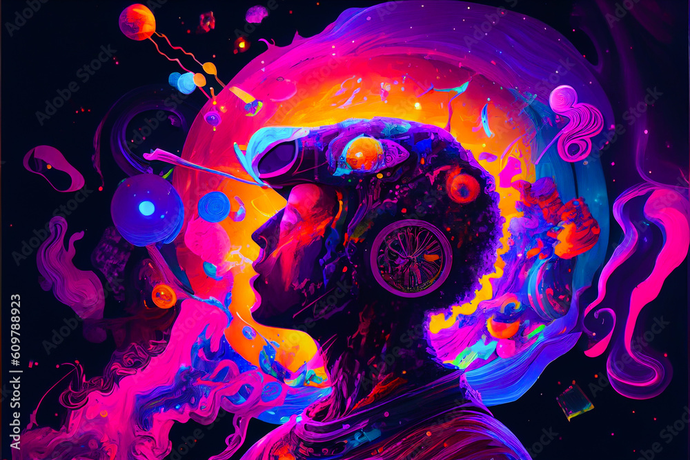 Vibrant color human illustration. Generative ai. Vibrant color human illustration. Generative ai.