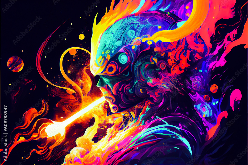 Vibrant color human illustration. Generative ai. Vibrant color human illustration. Generative ai.