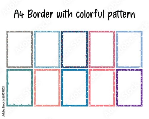 black space with cute a4 border frame illustration clipart for kids or worksheet with cute decoration