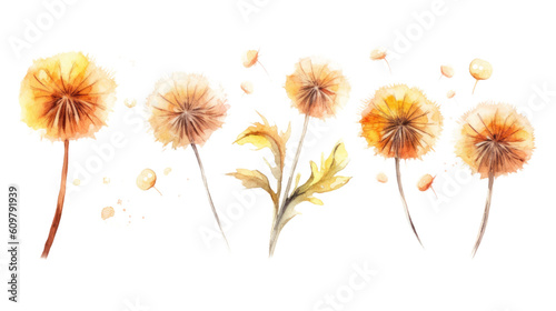 dandelion in watercolor style  isolated on a transparent background for design layouts