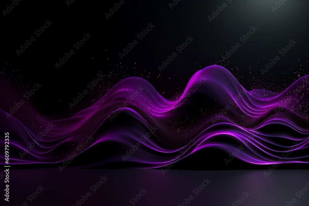 Network technology. Futuristic tech black background and purple waves Low poly wire illustration Generative AI Network technology. Futuristic tech black background and purple waves Low poly wire illustration Generative AI
