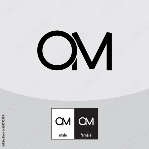 O and M Letter Logo. Black Color. - Vector