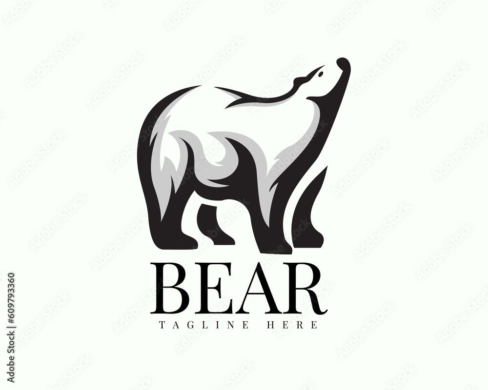 roaring bear head up art logo design template illustration inspiration