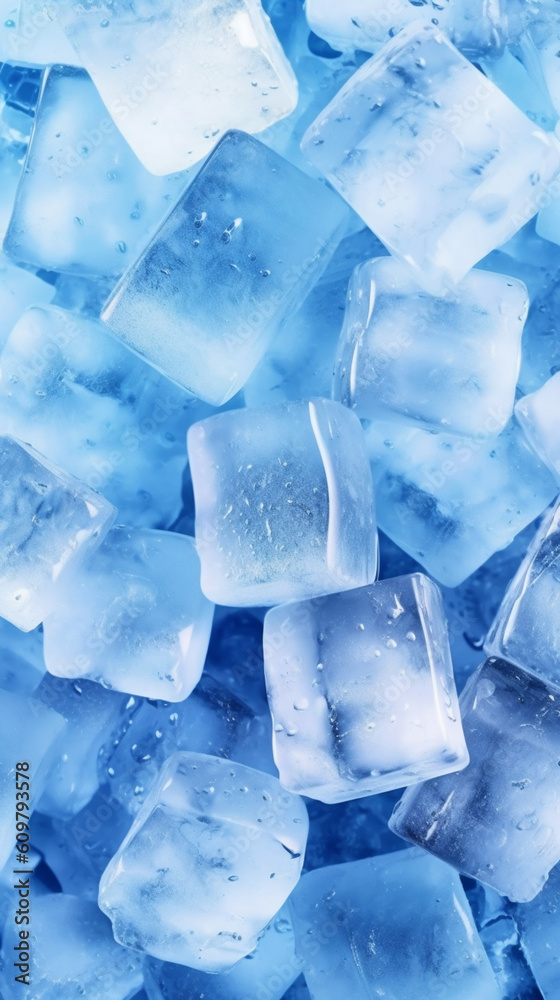 ice cubes background blue. generative ai