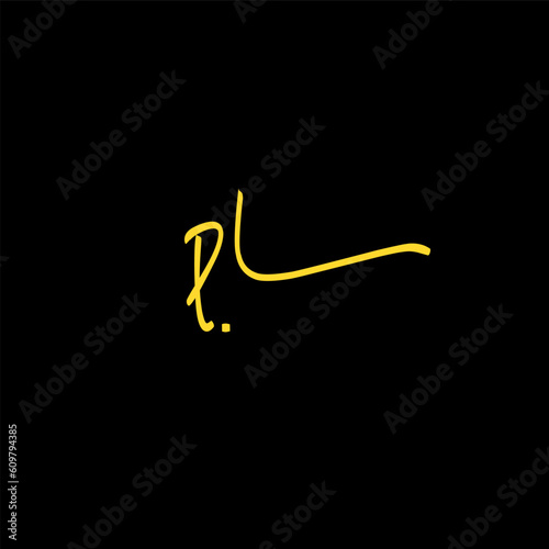 PL Initial Handwriting Signature Monogram Logo Vector
