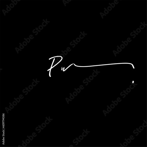 Pw Initial Handwriting Signature Monogram Logo Vector