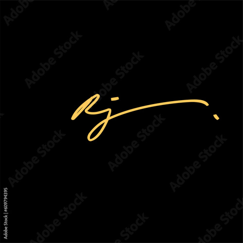 Rj Initial Handwriting Signature Monogram Logo Vector