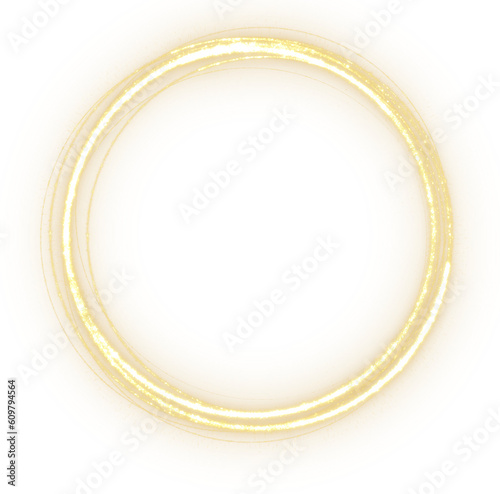 Gold Glitter Circle Frame. Elegant Decorative Border