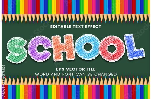 colorful ripped paper school text effect