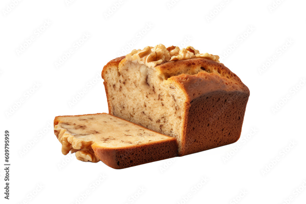 A slice of banana bread with visible walnut pieces
A slice of banana bread with visible walnut pieces