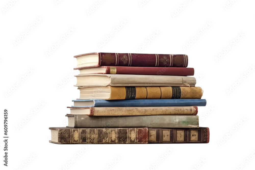 Naklejka premium A stack of books with aged pages 