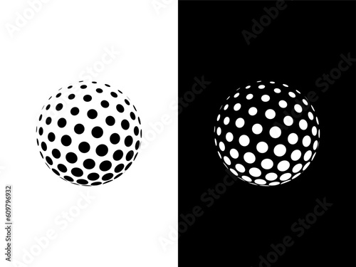 Golf ball silhouette halftone logo icon template 